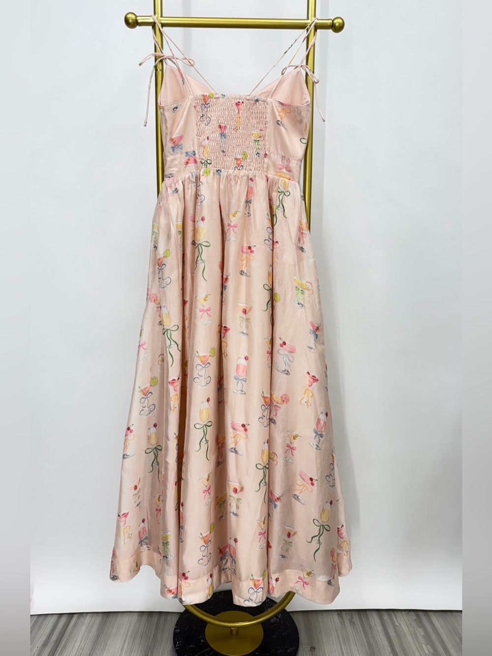 En Saison Viral Josette Satin Midi Dress Cocktail Print Size S/XS NWOT - Picture 10 of 15